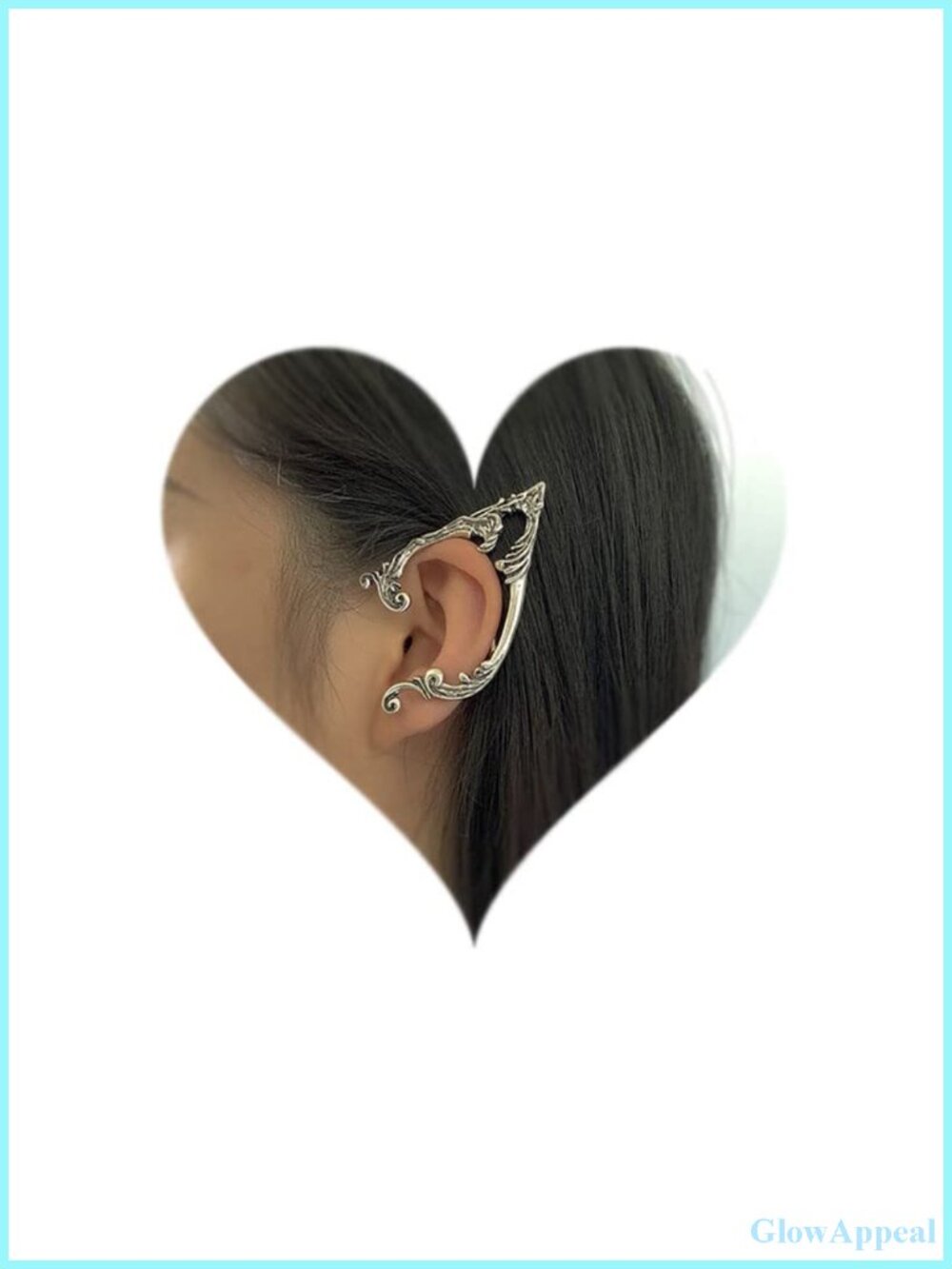 Gothic Elf Ear Cuff 2pcs Cartilage Climber Wrap Silver Stud Earrings Punk Hip